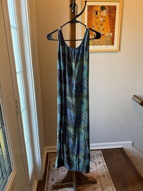 Sleeveless Maxi Dress in Teal and Navy Paisley